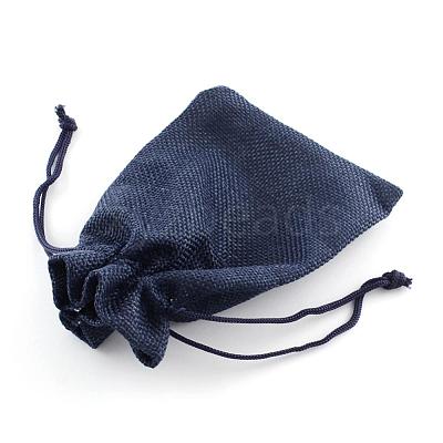 Polyester Imitation Burlap Packing Pouches Drawstring Bags ABAG-R005-9x7-12-1