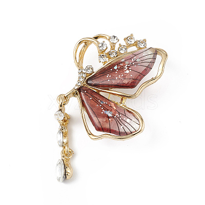 Resin Butterfly Brooch Pin with Crystal Rhinestone LS-JEWB-P016-05KCG-02-1
