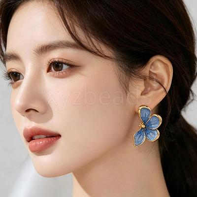 Zinc Alloy Enamel Stud Earrings for Women TW5605-2-1