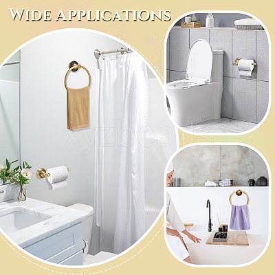 Brass Wall Mounted Towel Ring Holder & Toilet Paper Holders Sets AJEW-TW0001-18-1