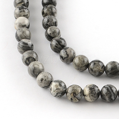 Natural Map Stone/Picasso Stone/Picasso Jasper Beads Strands X-G-S188-6mm-1