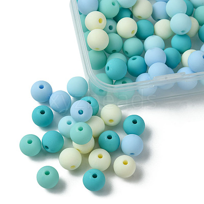 70Pcs Rubberized Style Acrylic Beads MACR-FS0001-71A-1