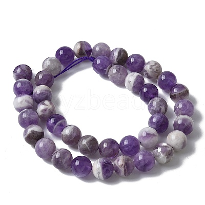 Round Natural Chevron Amethyst Bead Strands G-S380-01A-1