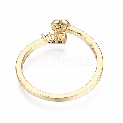 Brass Micro Pave Clear Cubic Zirconia Peg Bails Cuff Finger Ring Settings KK-T056-117G-NF-1
