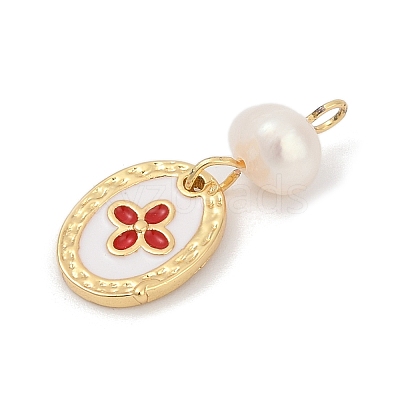 Natural Cultured Freshwater Pearl & Brass Pendants KK-U062-14G-02-1