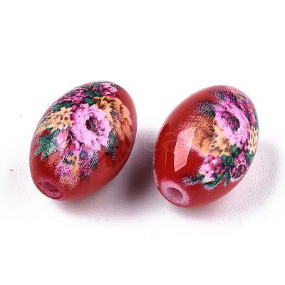 Printed & Spray Painted Opaque Glass Beads LS-GLAA-S047-07B-D01-1
