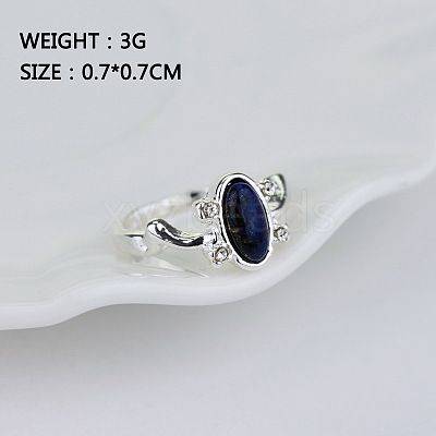 Alloy with Natural Lapis Lazuli Finger Rings FS-WGF3EDB-05-1