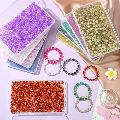 400Pcs 4 Styles Spray Painted Crackle Glass Beads CCG-YW0001-20A-1