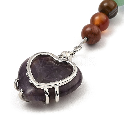 Natural Amethyst Heart Keychain G-Z033-11P-03-1