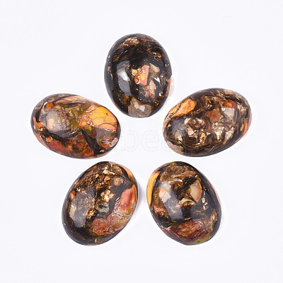 Assembled Synthetic Imperial Jasper and Bronzite Cabochons G-S329-080H-1