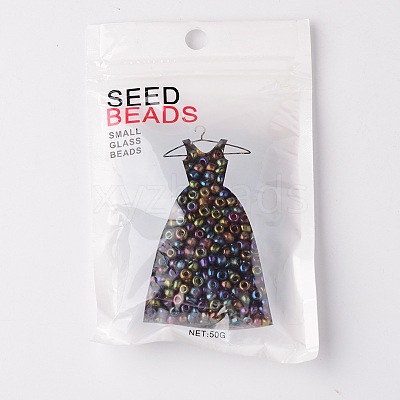 Transparent Rainbow Colours Round Glass Seed Beads X-SEED-A007-4mm-176-1
