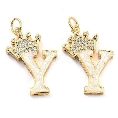 Brass Micro Pave Clear Cubic Zirconia Pendants KK-G498-01Y-02-1