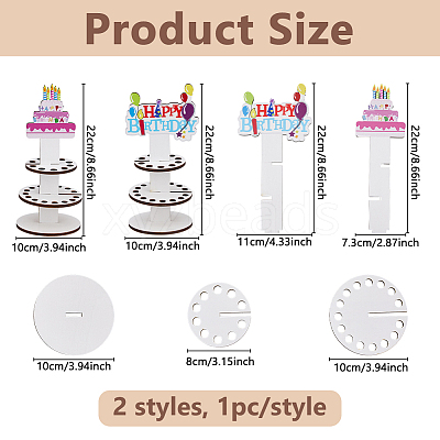2Pcs 2 Styles Wood 3-Tier Cupcake Stand DIY-DC0003-99-1