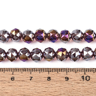 AB Color Plated Transparent Glass Round Beads Strands EGLA-T029-8mm-12T-06-1