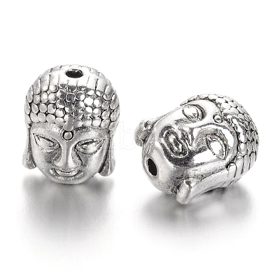 Antique Silver Tibetan Style Buddha Head Alloy Beads X-TIBEB-60542-AS-LF-1