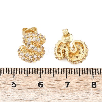 Brass Micro Pave Cubic Zirconia Stud Earrings EJEW-Z091-04G-S-1