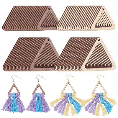 2 Sets Unfinished Wood Triangle Pendants DIY-PH0028-88-1
