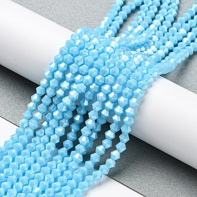 Opaque Solid Color Electroplate Glass Beads Strands GLAA-F029-P4mm-C12-1