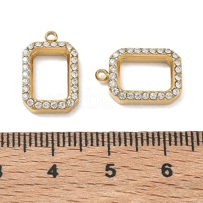 304 Stainless Steel Micro Pave Clear Cubic Zirconia Pendants CU-CBAF0F8-03G-G-1