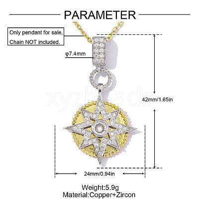 Brass Micro Pave Clear Cubic Zirconia Pendants CU-OY001-57G-1