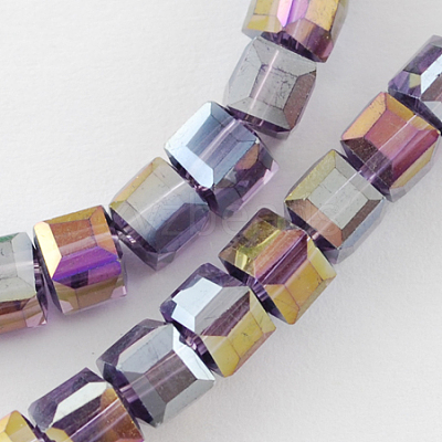 Electroplate Glass Beads Strands EGLA-R030-6x6mm-09-1