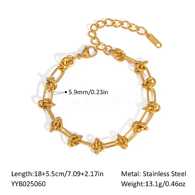 Stainless Steel Knot & Oval Link Chain Bracelets for Unisex LF3884-2-1