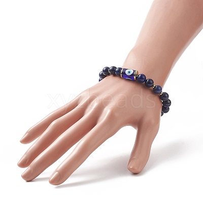 5Pcs 5 Style Natural & Synthetic Mixed Gemstone & Lampwork Evil Eye Beaded Stretch Bracelets Set for Women BJEW-TA00234-1