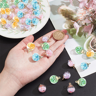 50Pcs 5 Colors Luminous Glass Pendants FIND-AR0005-98-1
