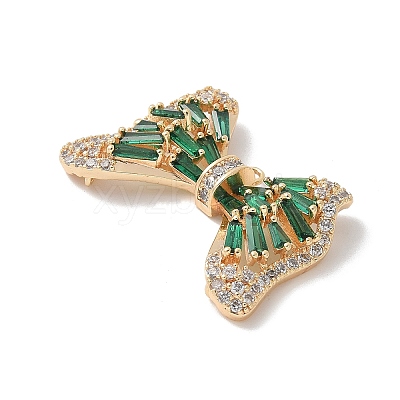 Brass Micro Pave Cubic Zirconia Pendants with Glass KK-U052-27G-01-1