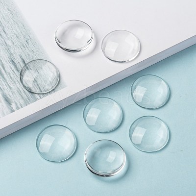 Transparent Glass Cabochons GGLA-R026-25mm-1