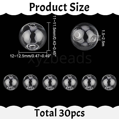 30Pcs Handmade Two Holes Blown Glass Globe Beads GLAA-GO0001-12A-1