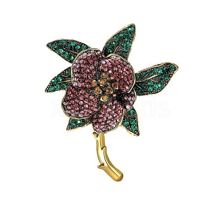 Flower Alloy Rhinestone Brooches for Backpack Clothes PW-WG76595-01-1