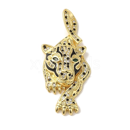 Rack Plating Brass Micro Pave Black Cubic Zirconia Pendants KK-P267-03B-G-1