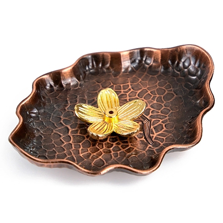 Lotus Leaf & Flower Alloy Incense Burners PW-WGD07C7-14-1