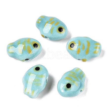 Handmade Printed Porcelain Beads Strand PORC-T133-02C-1