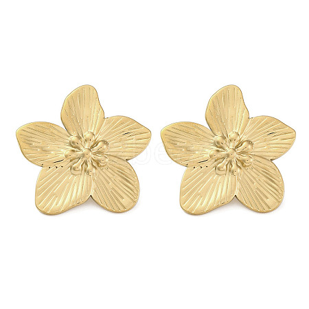 304 Stainless Steel Flower Theme Stud Earrings For Women EJEW-B110-04G-01-1