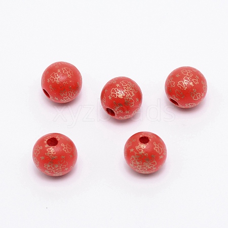 Printed Natural Wood Beads WOOD-TAC0007-57F-1