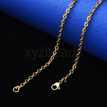 PVD Vacuum Plating 304 Stainless Steel Cable Chain Necklace NJEW-S420-004G-1