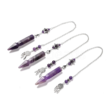 Natural Amethyst Pointed Dowsing Pendulums G-I322-01P-08-1