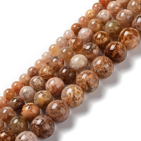 Natural Flower Agate Beads Strands G-B044-A01-01-1