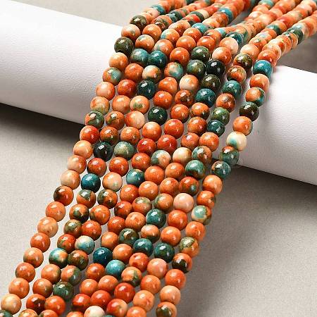 Synthetic Ocean White Jade Round Bead Strands X-G-M165-4mm-04-1