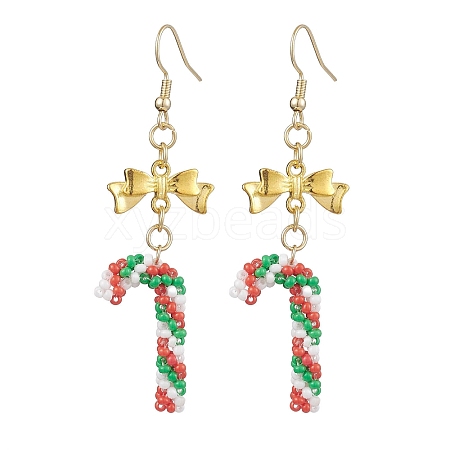 Christmas Theme Glass Seed Beaded Dangle Earrings for Women EJEW-MZ00215-1