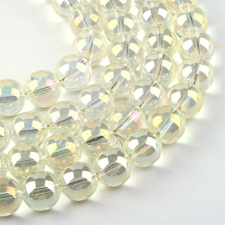 Electroplate Glass Beads Strands EGLA-Q062-8mm-A02-1