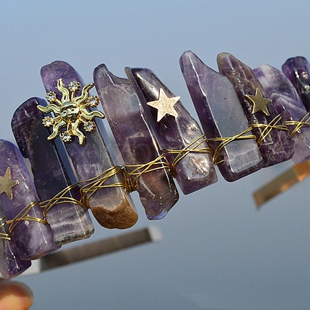 Natural Amethyst Hair Bands PW-WGE968B-02-1