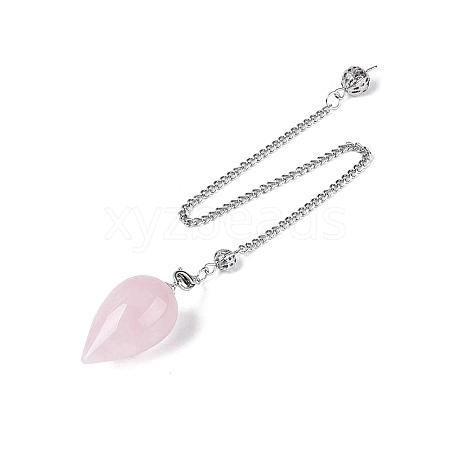 Natural Rose Quartz Dowsing Pendulum Pendants AJEW-N005-02C-1