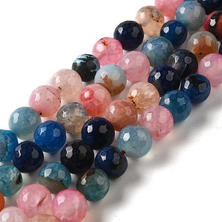 Dyed Natural Multi-Color Agate Beads Strands X-G-R177-10mm-07-1
