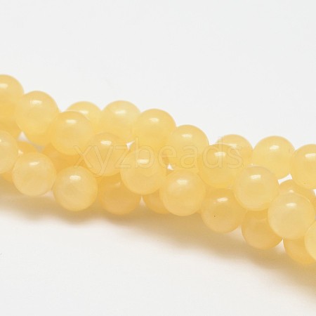 Natural Yellow Jade Bead Strands G-K121-01-6mm-1