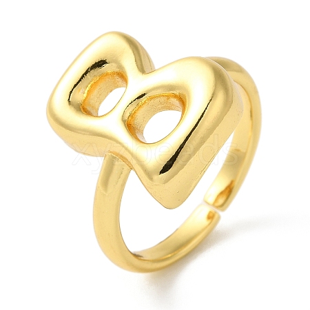 Initials Brass Open Cuff Ring for Women RJEW-N046-02B-G-1