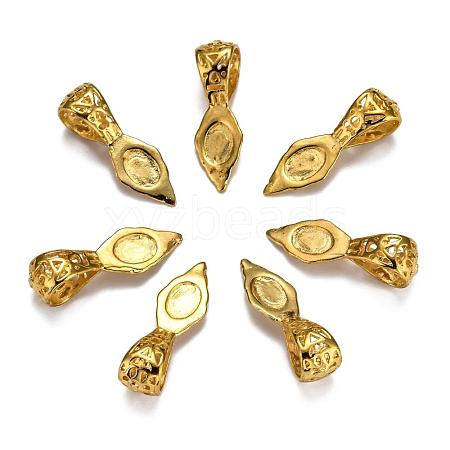 Brass Glue-on Flat Pad Bails for Pendant Making KK-E650-14G-1