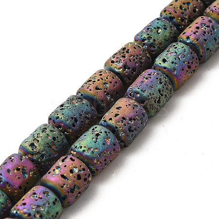 Electroplated Natural Lava Rock Beads Strands G-G984-16E-1